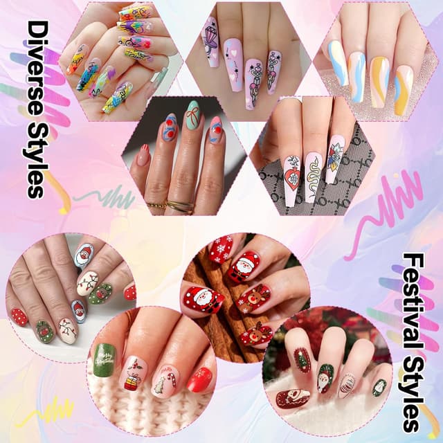 Thumbnail 6 de 12 Farben Nagelkunst Stift-Set für DIY Nail Art – Graffiti- & Malstifte Marker mit Liner & Punktierstift (12-teilig)