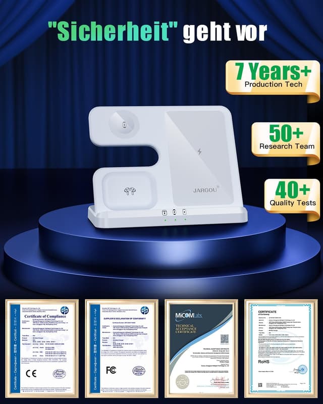 Detalle 1 de JARGOU 3-in-1 Ladestation, 18W Wireless Charging