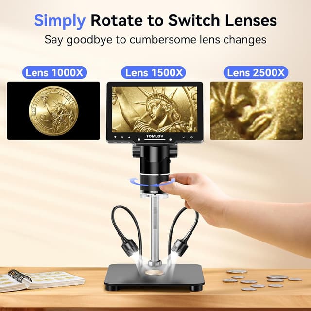 Thumbnail 1 de TOMLOV TriL107 7" 2500X digital microscope