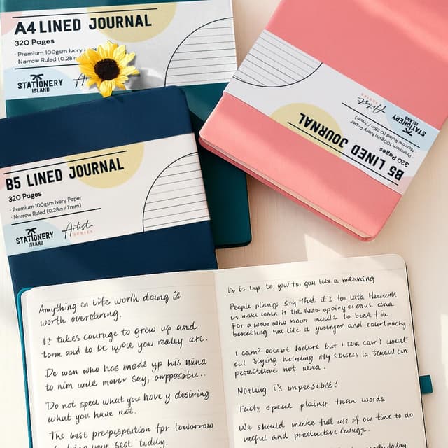 Detalle de Stationery Island Quaderno B5 a righe con copertina rigida da 320 pagine (verde)