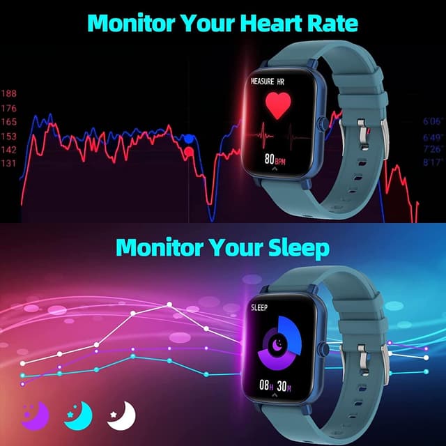 Detalle 2 de FirYawee 1.7-inch Touchscreen Smart Watch (Blue) with heart rate, SpO2 and call notifications