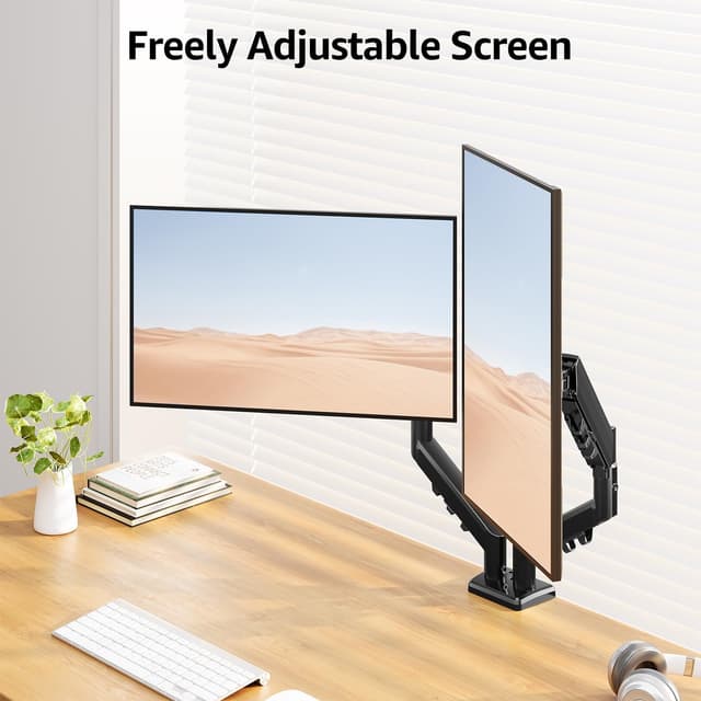 Detalle de MOUNTUP Dual Monitor Halterung für 13–32 Zoll EU8014B – höhenverstellbar, neigbar, schwenkbar (VESA 75/100)