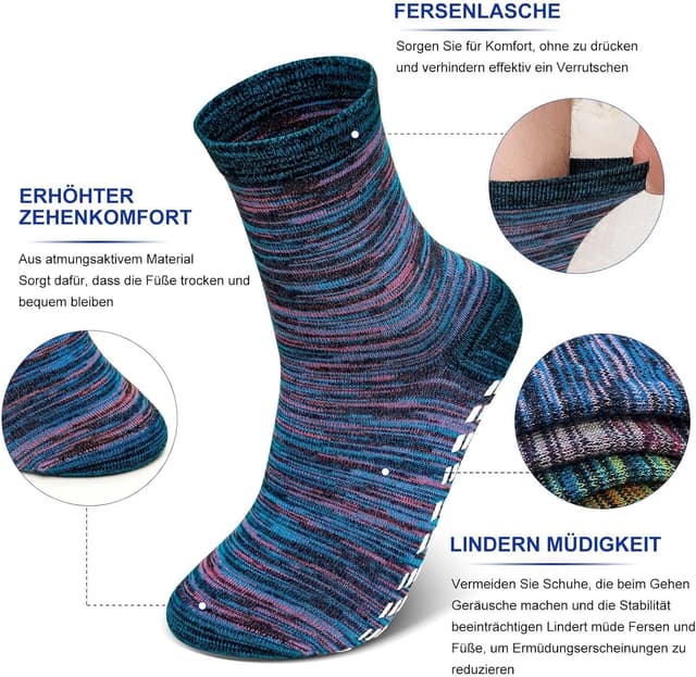 Detalle de PUTUO ABS Rutschfeste Socken für Herren (4 Paar) mit Noppen – Stopper-/Stoppersocken aus Baumwolle