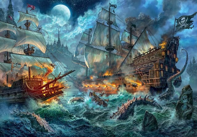 Detalle 2 de Clementoni 36530 Pirates Battle 6000-piece Jigsaw Puzzle (Made in Italy)