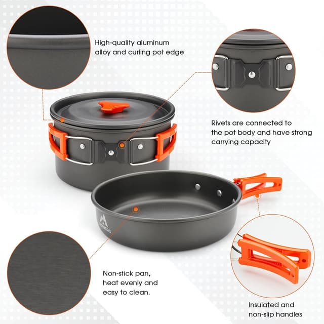 Thumbnail 2 de THTYBROS 17-Piece Camping Cookware Set in Hard Anodised Aluminium (Pot, Pan, Kettle, Cups & Cutlery)