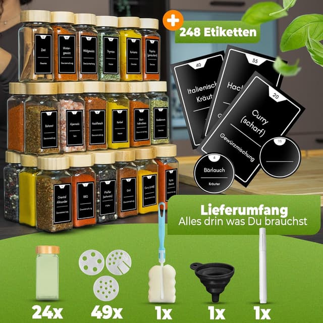 Detalle 1 de CLIDOR Gewürzgläser eckig 24 x 125 ml