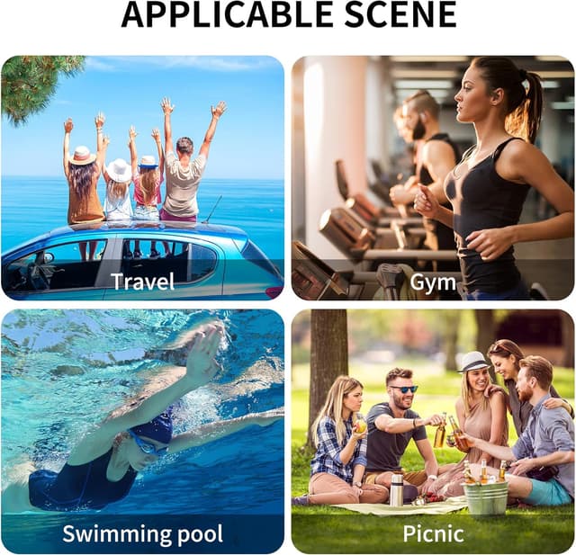 Detalle de WITERY Large Travel Toiletry Bag (30 x 21 x 12 cm) – Waterproof Wash Bag for Holidays, Swimming & Gym, Blue Elephant