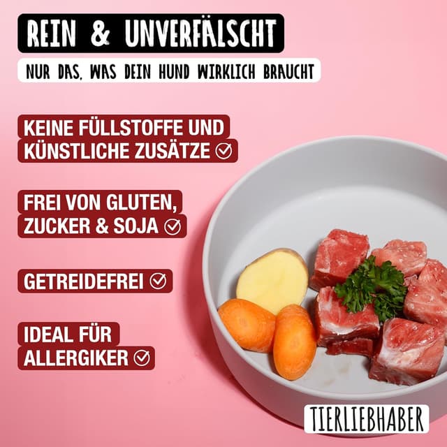 Detalle 2 de TIERLIEBHABER Hundefutter Nass 400 g (6×) mit Rind und Gemüse – von Tierärzten entwickelt
