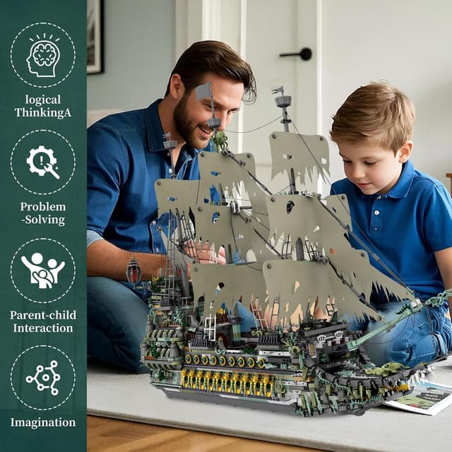 Detalle 2 de Reobrix Flying Dutchman 66037 – Grand voilier pirate à construire (5865 pièces)