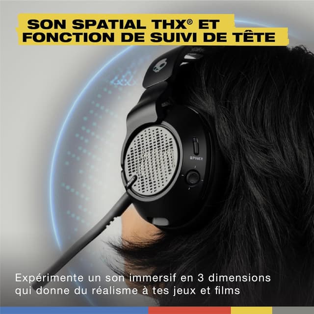 Detalle de Skullcandy Crusher PLYR 720 Wireless Gaming Headset (Xbox/PC/PlayStation) THX Spatial Audio, bass multisensorielle et micro amovible