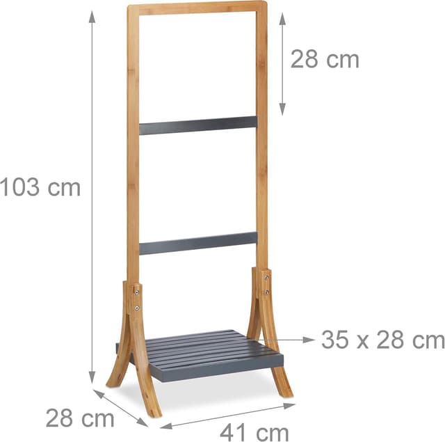 Thumbnail 3 de Relaxdays Portasciugamani in bambù 103x41x28 cm