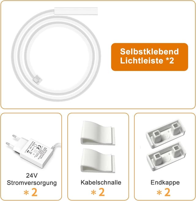 Thumbnail 6 de SIBI LIGHTING LED-Unterbauleuchte (2 Stück) 1 m, dimmbar – mit Handsensor, 24V-Netzteil