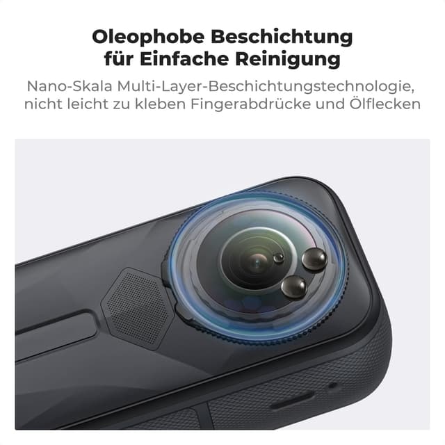 Detalle de K&F CONCEPT Standard-Objektivschutz für Insta360 X5 – 9H, hochtransparent & kompatibel mit Lens-Protection-Modus