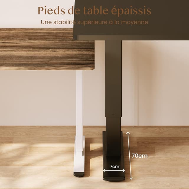 Detalle de FLEXISPOT Bureau assis-debout 140 x 70 cm à 2 moteurs, 100 kg, avec fonction mémoire (noir)