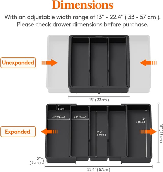 Thumbnail 1 de Lifewit Utensil Organizer Expandable 13"-22" Drawer