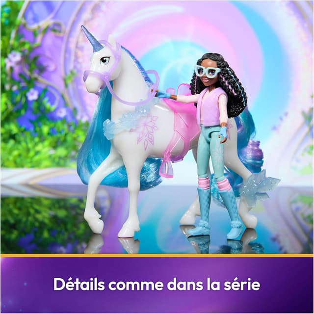 Detalle de Unicorn Academy – L’École des Licornes : Licorne Glacier + Poupée Layla (figurines et accessoires)
