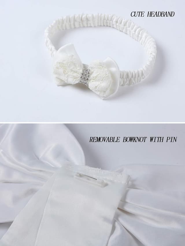 Detalle de LZH Baby Girls Ruffle Lace Backless Dress with Headwear & Bowknot (Pageant, Wedding & Party)