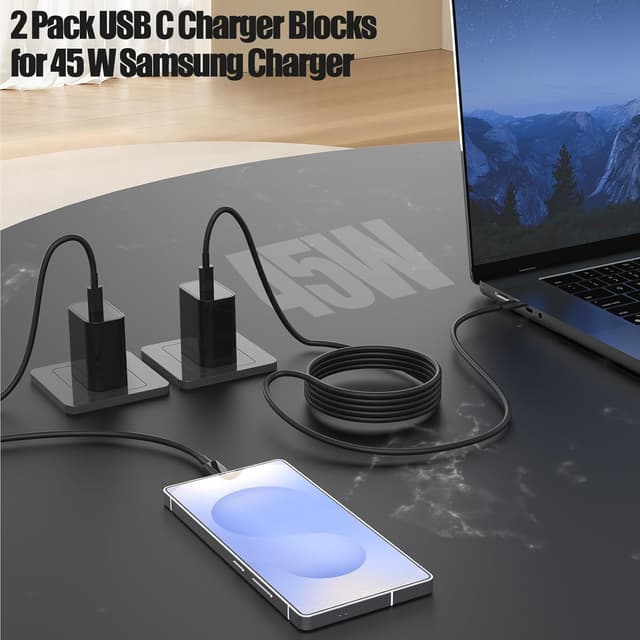 Detalle de 45W Super Fast Type-C Charger (USB-C to USB-C) for Samsung Galaxy S25/S24/S23 Ultra & iPhone Pro Models