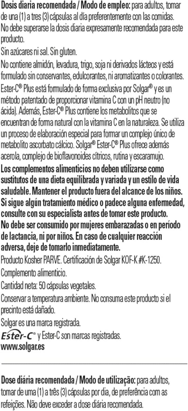Thumbnail 1 de Solgar Vitamina C Ester-C Plus 500 mg 50 cápsulas