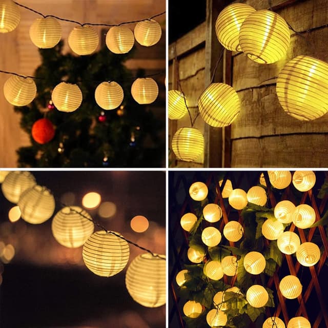 Thumbnail 6 de Bowfar Solar-Lichterkette „Lampions“ für außen, 6 m, 30 LED, warmweiß (IP65, 8 Modi)