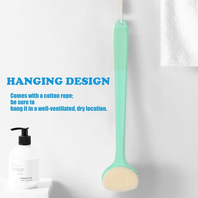 Detalle de VANZAVANZU 17-inch Anti-Slip Back Scrubber for Shower & Bath (Celadon Green)