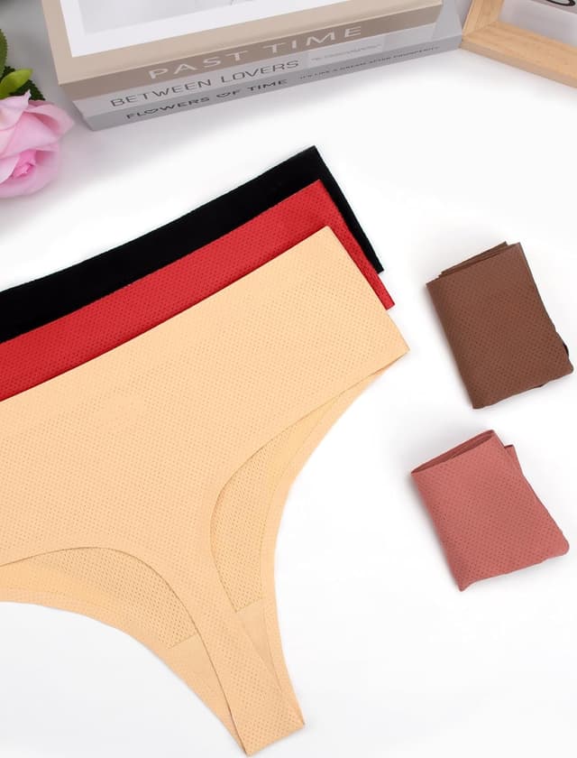 Detalle de VOENXE Seamless High-Waisted Thongs (No VPL) – 5-Pack