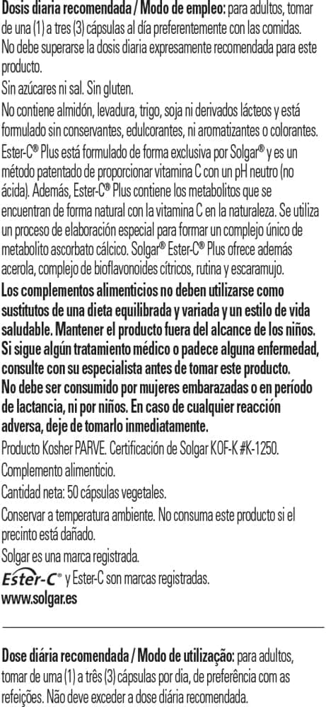 Thumbnail 2 de Solgar Vitamina C Ester-C Plus 500 mg 50 cápsulas