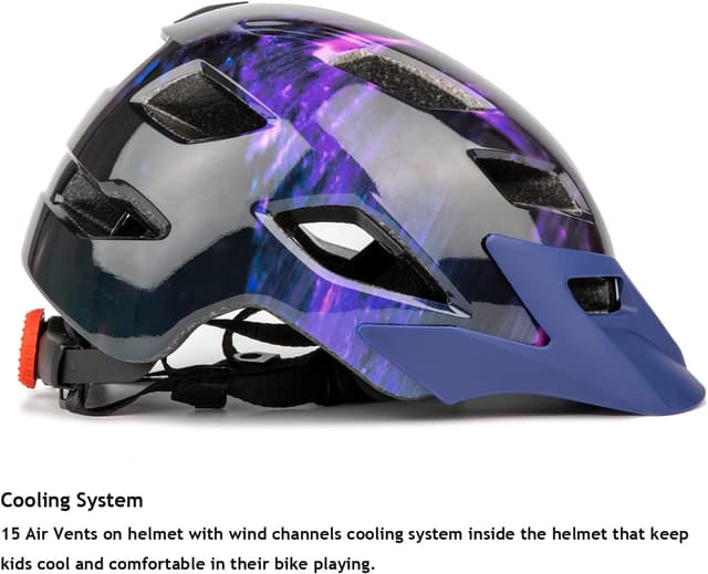 Detalle de Exclusky Kinder-Fahrradhelm für Jungen und Mädchen (50–57 cm, ab 5–13 Jahre) mit Visier und verstellbar