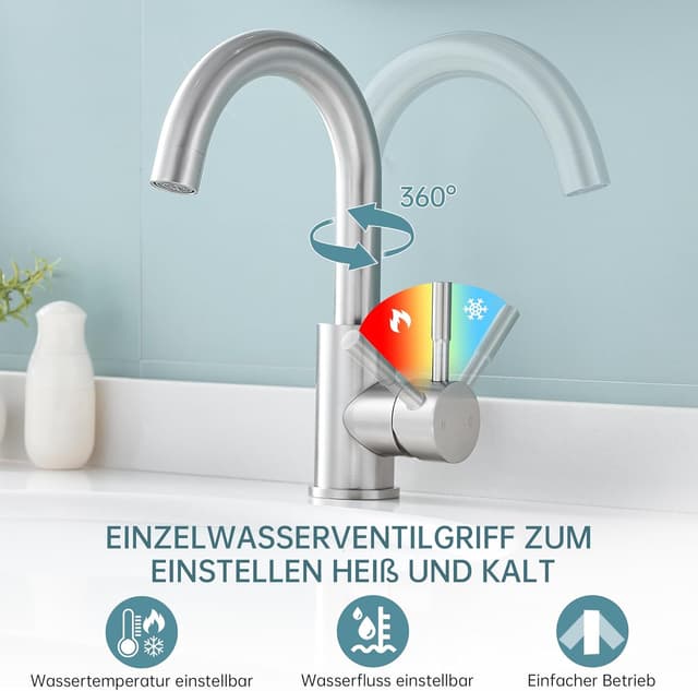 Detalle de Fransiton Wasserhahn 360° Drehbar Edelstahl