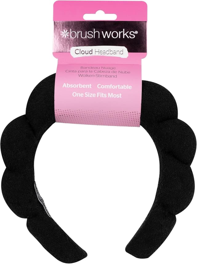 Detalle de Brushworks Black Cloud Headband, fascia donna in spugna morbida e assorbente
