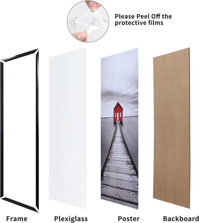 Detalle de ELSKER&HOME 16x24 Poster Frame 3 Pack (Black) — Wall Mount Picture Frames for Horizontal or Vertical Display