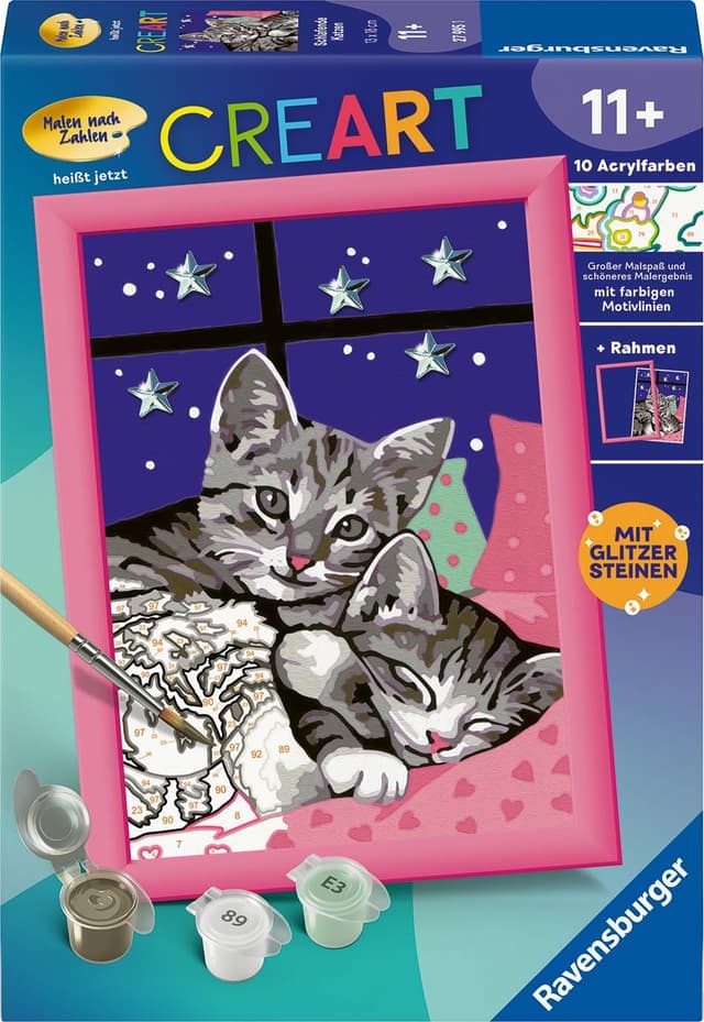 Detalle 2 de Ravensburger CreArt 27995 Katzen mit Glitzer