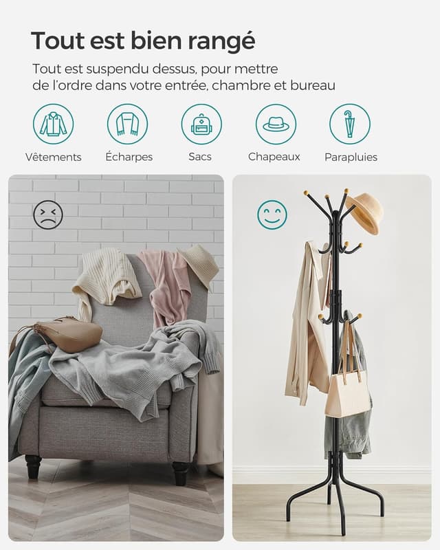 Thumbnail 4 de SONGMICS RCR031B01 porte-manteau 12 crochets