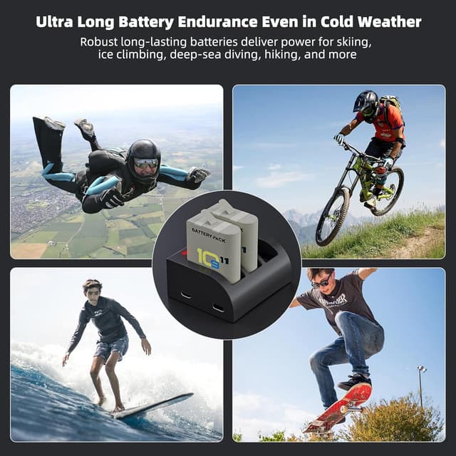 Detalle 2 de F1TP 2000mAh 3-pack batteries for GoPro Hero 12/11/10/9