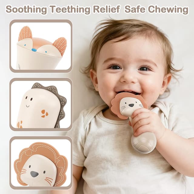 Detalle de Teething & sensory baby rattle toy set (3 pcs) for 0–6 months