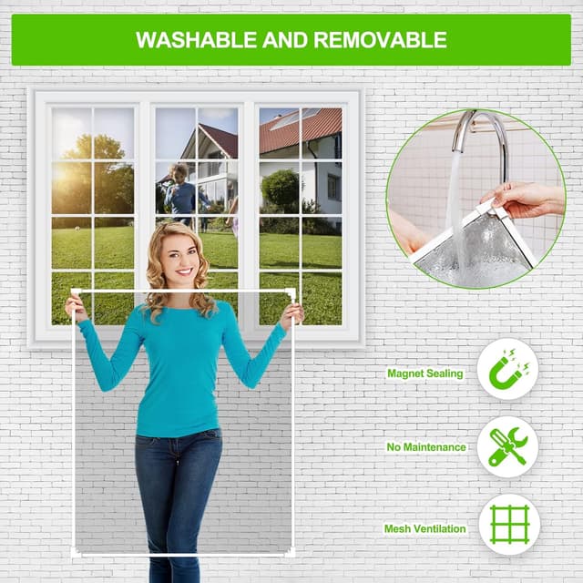 Detalle 2 de Magnetic Fly Screen Window Adjustable DIY Max 120x110cm Fibreglass Mesh with Strong Magnetic Strip