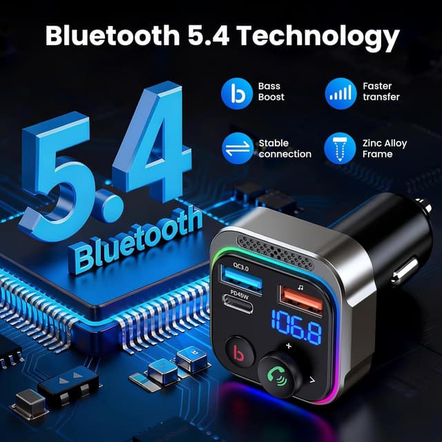 Thumbnail 1 de GizmoVine Bluetooth 5.4 FM Transmitter