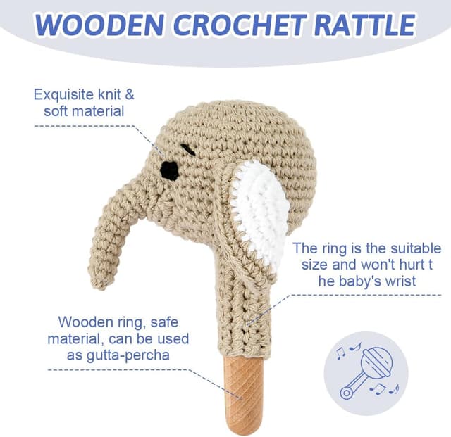 Detalle de OFFCUP Hochet Éléphant Bois 0–12 mois