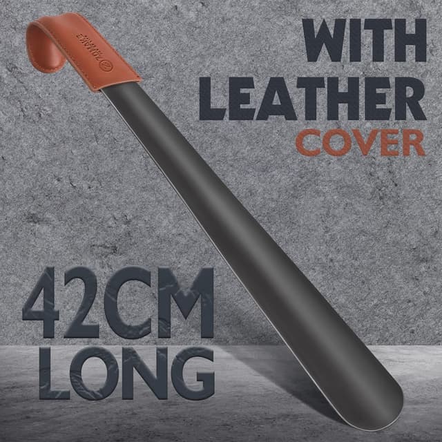 Detalle 2 de ZOMAKE long-handled shoe horn (42cm) with leather handle