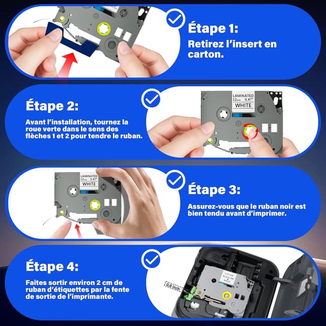Thumbnail 6 de Ruban TZe-231 12 mm compatible PRINTORBIT pour Brother P-touch (TZe231/TZ 231/TZC231) — noir sur blanc