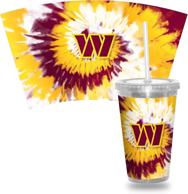 Detalle de Rico Industries NFL Football Metallic Tie Dye 16oz Metallic Clear Tumbler with Straw