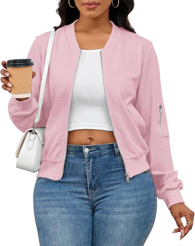 Detalle de PerZeal Women Casual Full Zip Up Comfy Loose Long Sleeve Sweatshirt Coat Jacket with Pockets