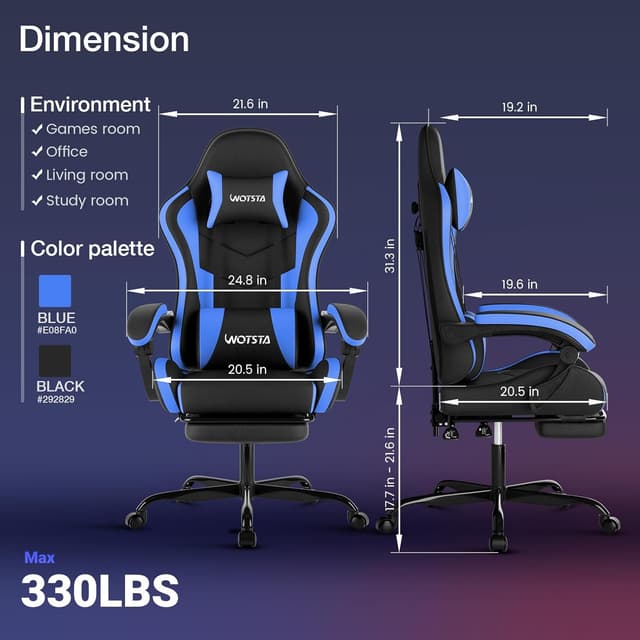 Thumbnail 2 de Gaming Chair with Footrest Ergonomic Comfort