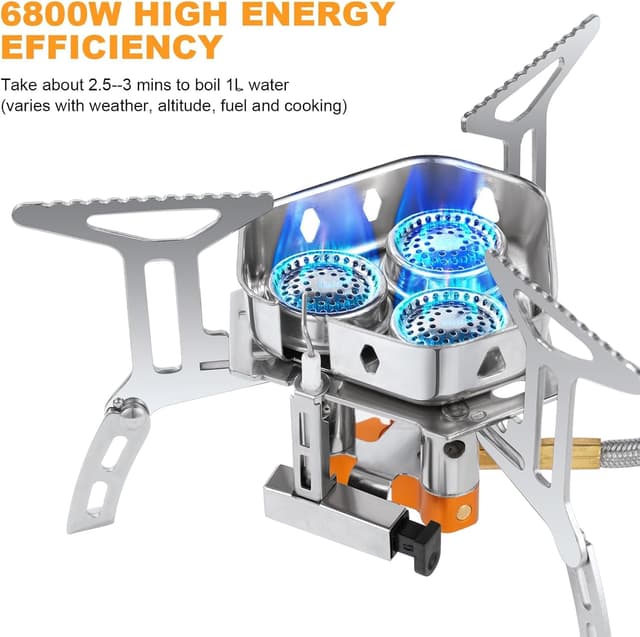 Detalle de Adiwo Camping Gas Stove windproof backpacking burner (up to 6800W, foldable rocket stove)