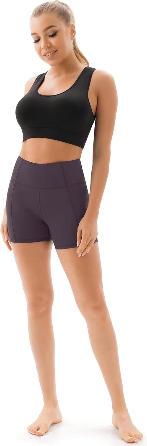 Detalle de JOYSPELS Women’s Gym Shorts with Pockets (High Waist, 4-way stretch)
