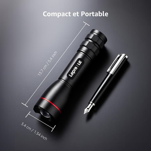 Thumbnail 6 de Lepro Lampe Torche Rechargeable 1000 lumens, 5 modes, Zoomable, IPX4