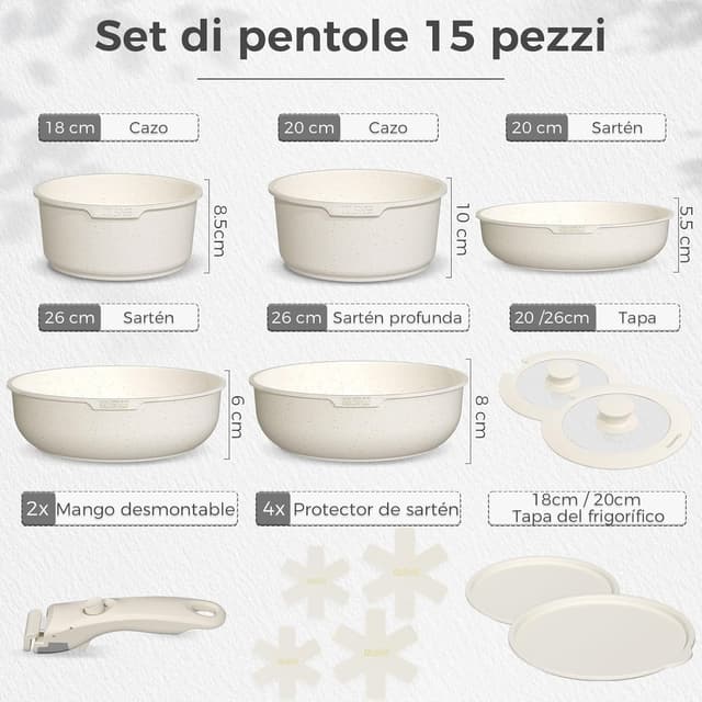 Detalle 2 de YASHE juego de ollas 15 piezas