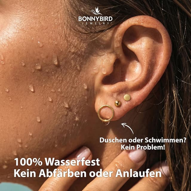 Detalle 2 de BONNYBIRD Edelstahl-Ohrringe Damen hypoallergen đź‘‚