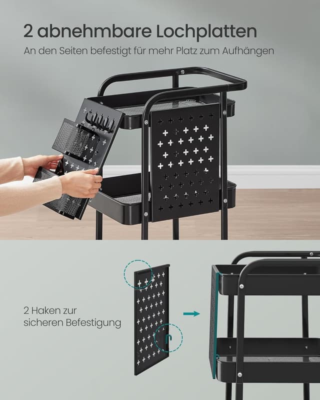 Detalle 2 de SONGMICS LRC037B01 Rollwagen mit 3 Ablagen