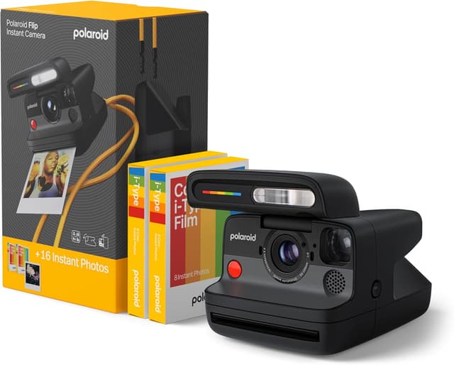 Detalle de Polaroid Flip Instant Camera + Color Film Bundle (16 Photos) — Black, Hyperfocal 4-Lens System, Sonar Autofocus, Bluetooth App